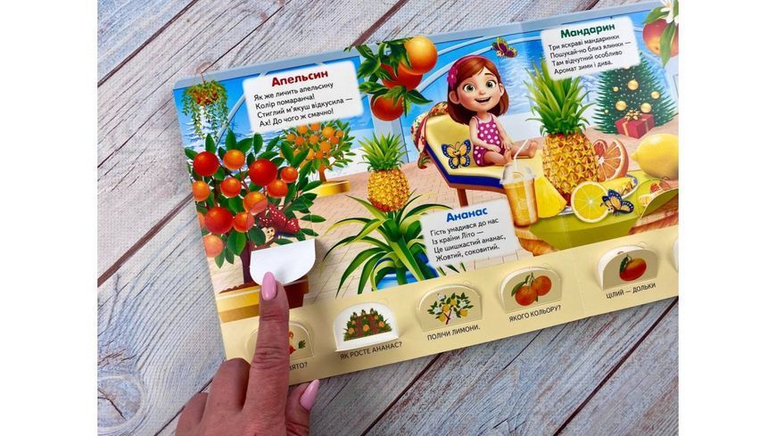 Книжка з віконцями &laquo;Що це? Фрукти та ягоди&raquo; - 55 віконець